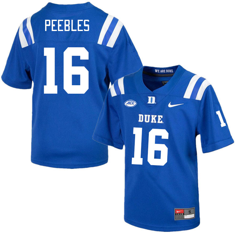 Men #16 Aeneas Peebles Duke Blue Devils College Football Jerseys Stitched-Royal